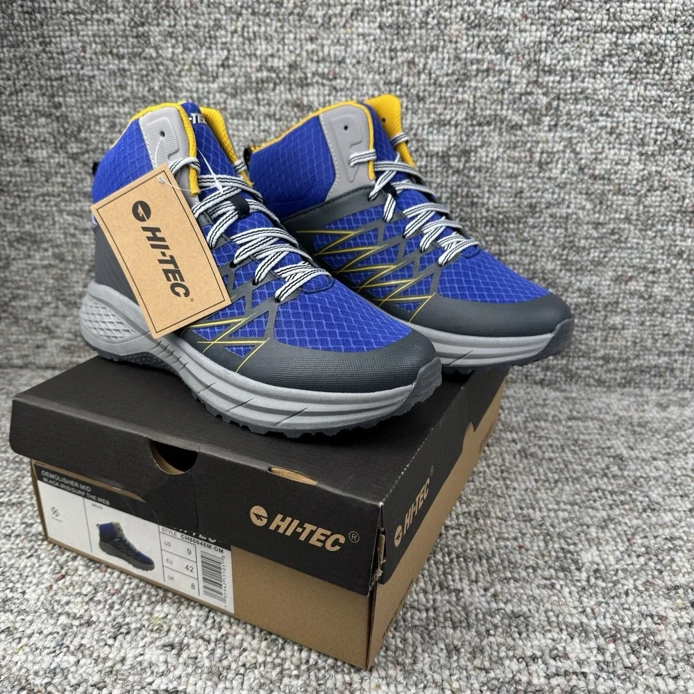 Hi-Tec Demolisher Boots Mens 9 Shoes Mid Lace Up Hiking Blue New